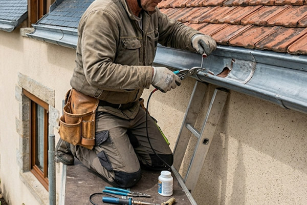 Installation de gouttières et éléments de zinguerie sur-mesure pour l'évacuation des eaux pluviales